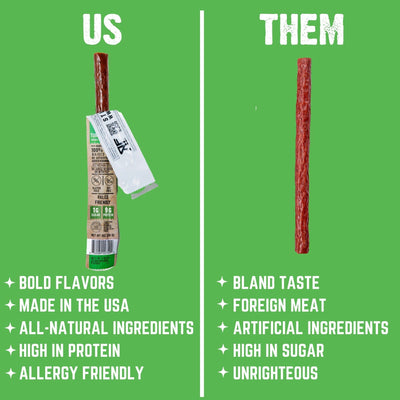 us vs. them, lemon pepper turkey sticks