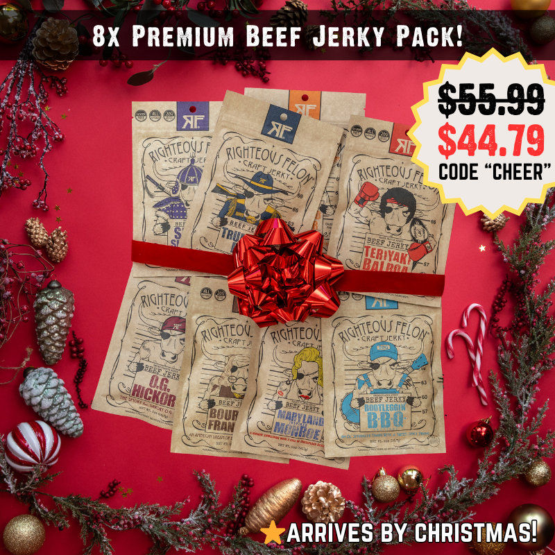 8x premium beef jerky pack, $44.79 with code "CHEER"