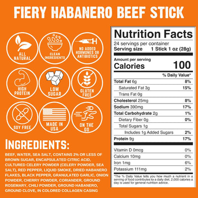 Fiery Habanero Beef Stick (24-Pack)